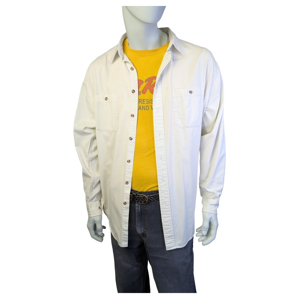 Vintage Marks Button Down White Shirt 90s Cotton Workwear Oversized XL